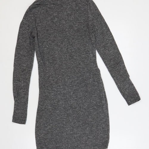 Topshop Womens Grey Polyester Mini Size 8 Crew Neck Pullover - Front Detail