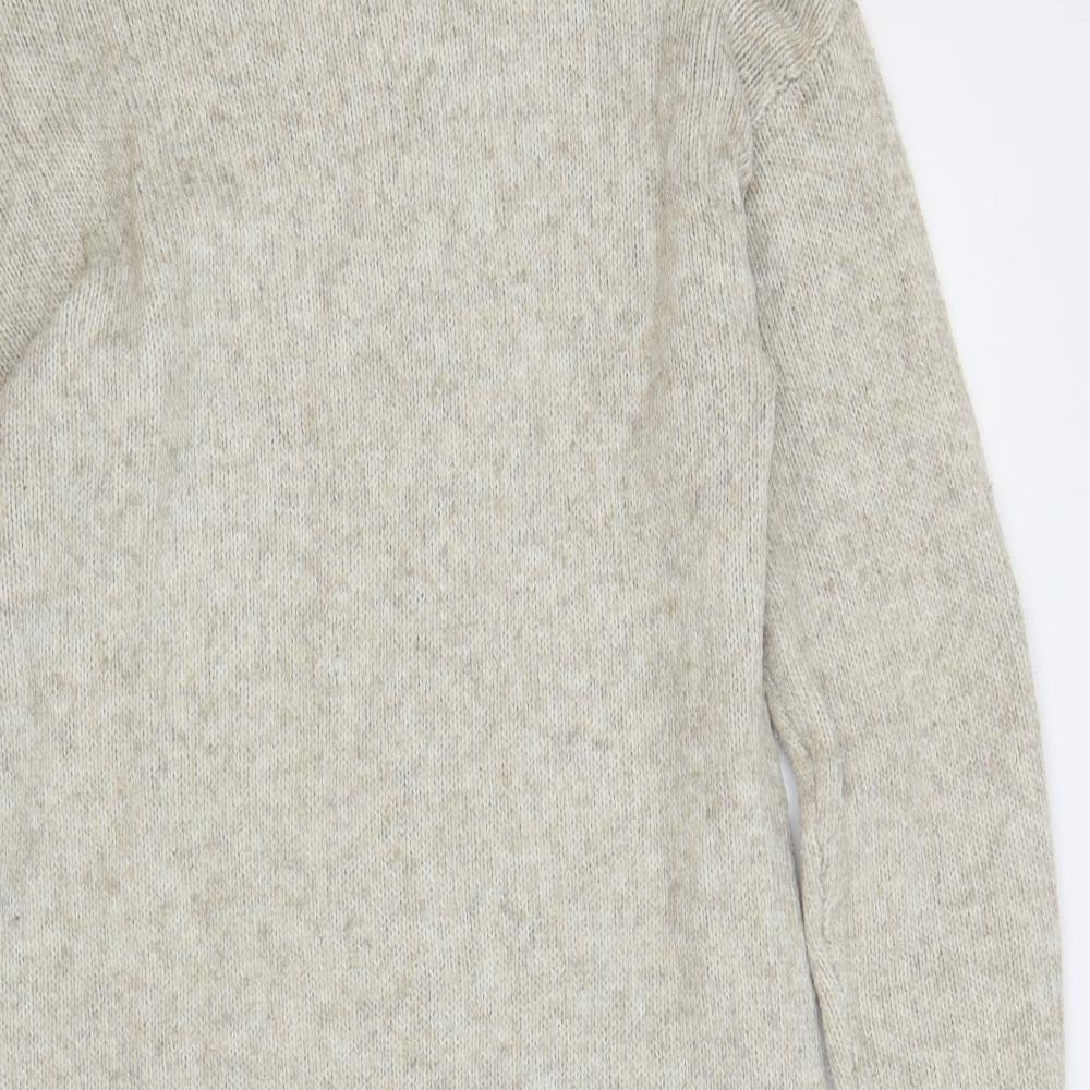 New Look Womens Grey Acrylic Jumper Dress Size M Roll Neck Pullover