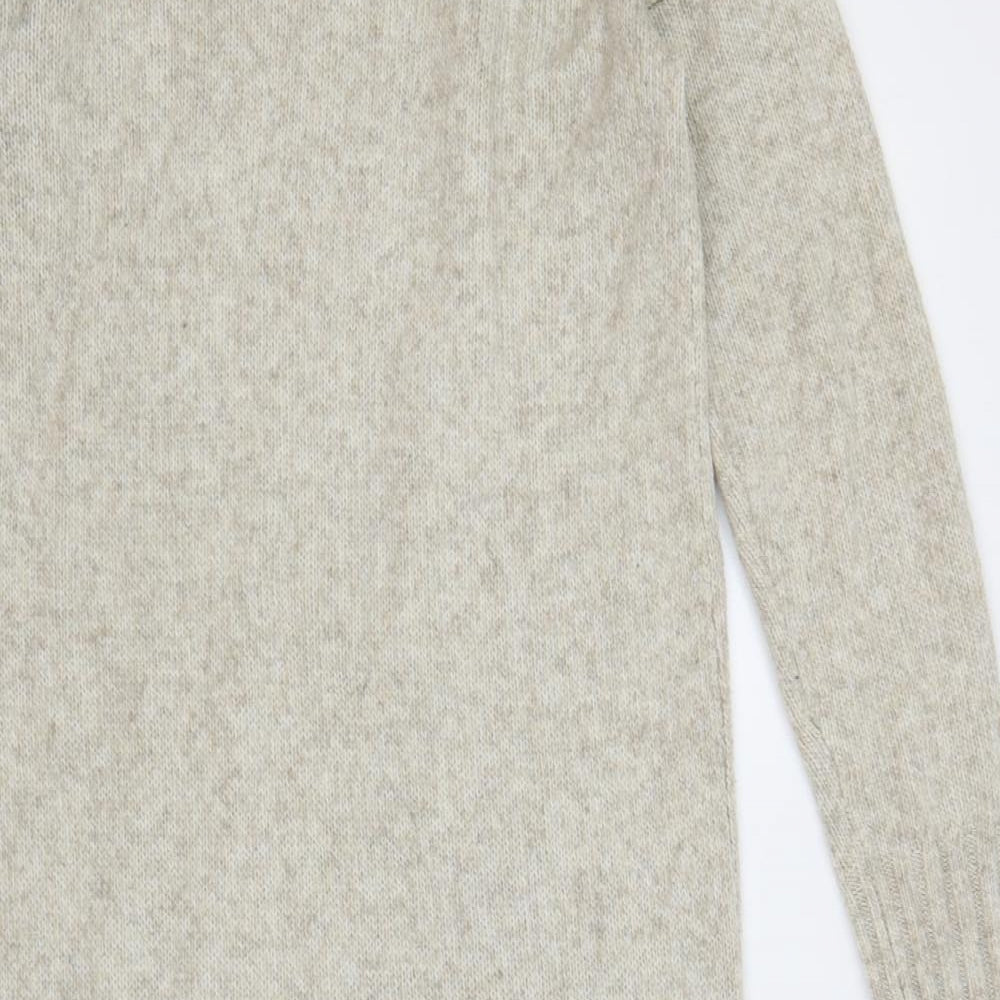 New Look Womens Grey Acrylic Jumper Dress Size M Roll Neck Pullover