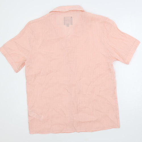 Boohoo MAN Mens Pink Viscose Button-Up Size L Collared Button