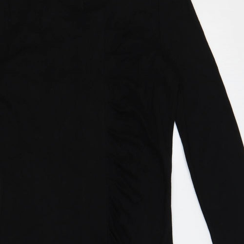 Ronen Chen Womens Black Viscose Pencil Dress Size 14 Round Neck Pullover - Ruched