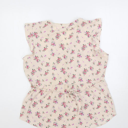 ModCloth Womens Pink Floral Polyester Basic Blouse Size XL V-Neck