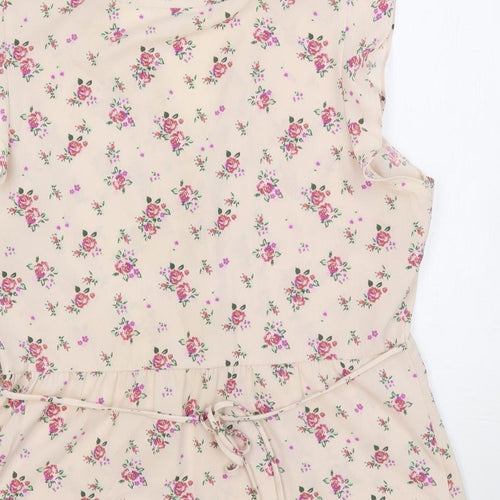ModCloth Womens Pink Floral Polyester Basic Blouse Size XL V-Neck