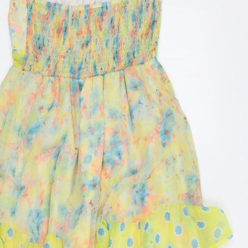 VILA Womens Multicoloured Floral Polyester Fit & Flare Size M Halter Tie - Ruffle
