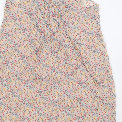 Zara Womens Multicoloured Floral Cotton Slip Dress Size M Square Neck Pullover