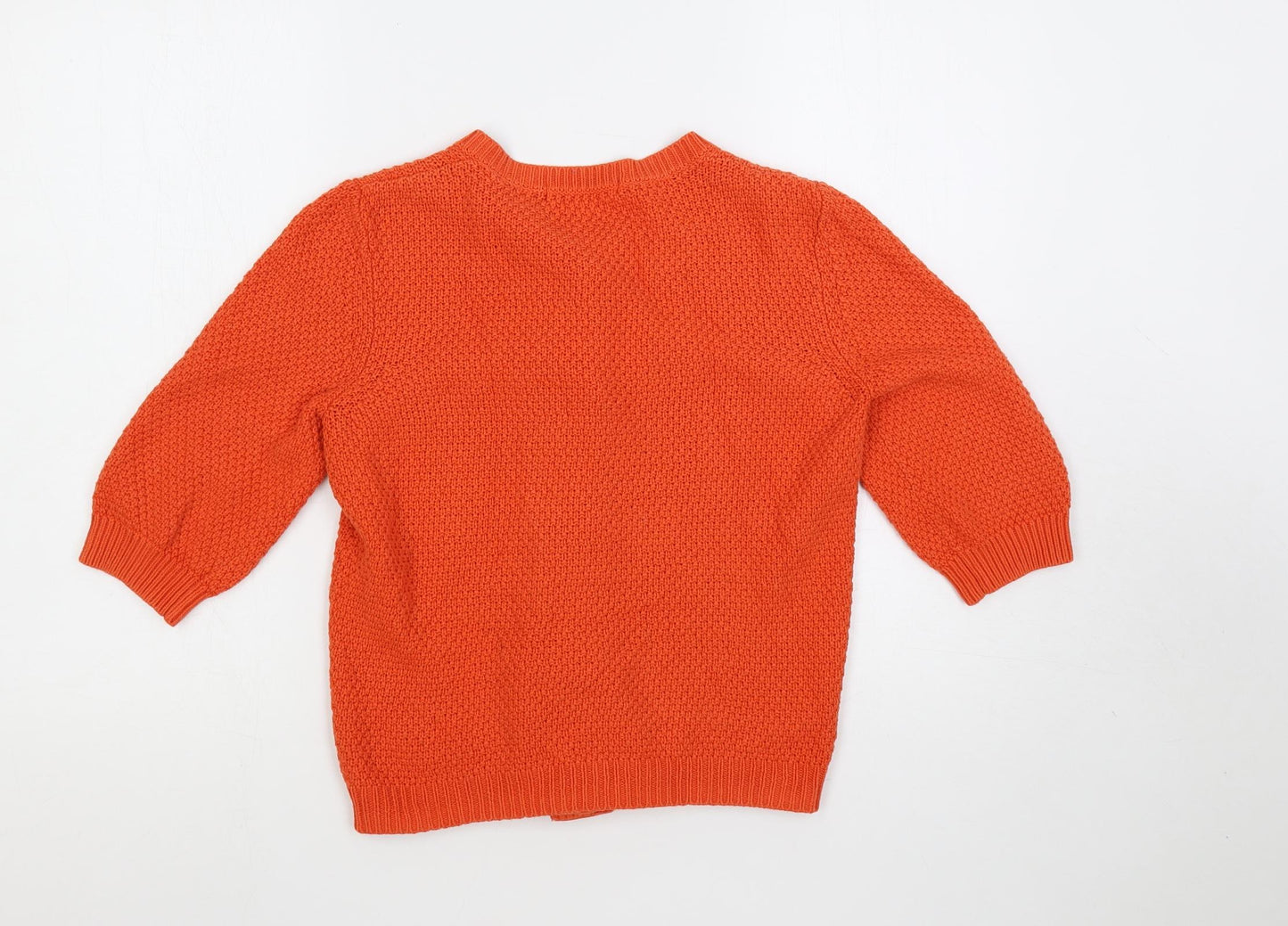 Boden Womens Orange Round Neck Cotton Cardigan Jumper Size 12