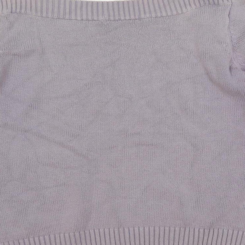 Marks and Spencer Womens Purple Boat Neck Cotton Pullover Jumper Size L