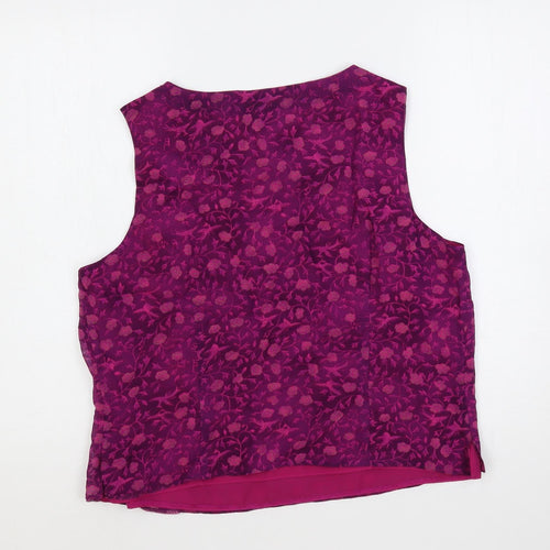 Anagram Womens Purple Floral Viscose Basic Blouse Size 16 Boat Neck
