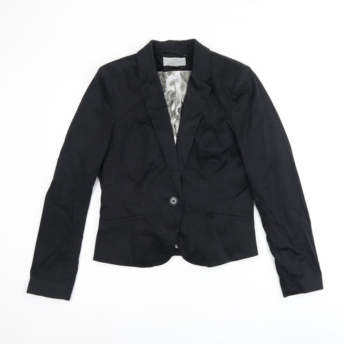 H&M Womens Black Cotton Jacket Blazer Size 12