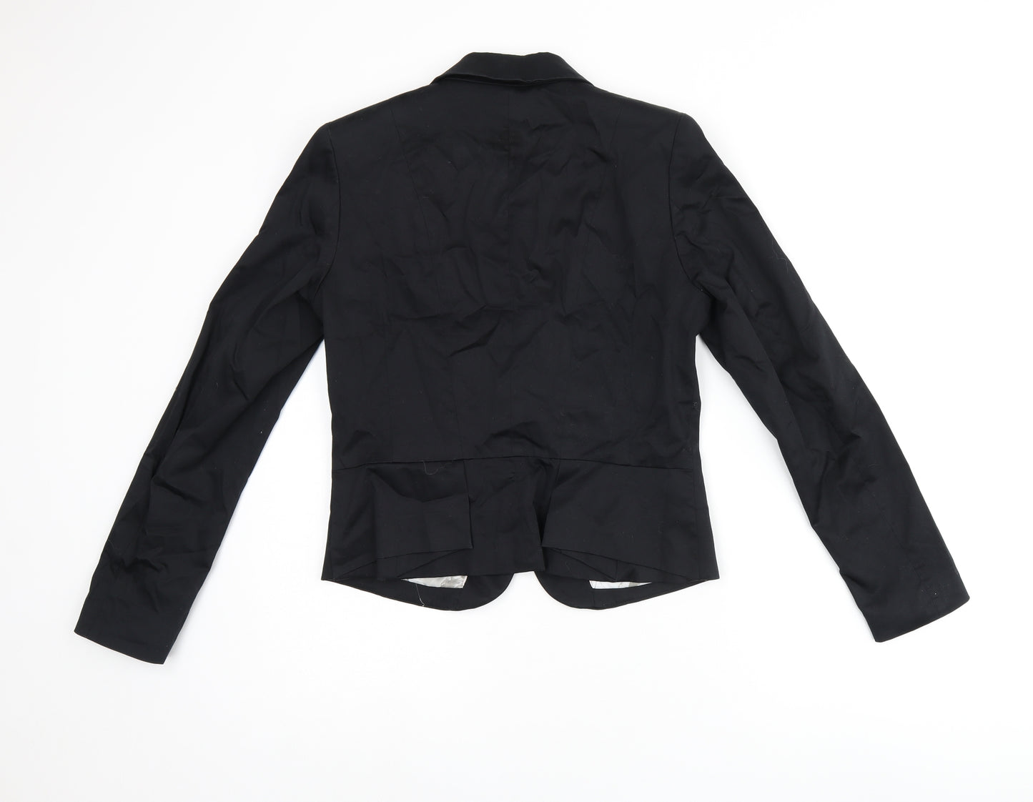 H&M Womens Black Cotton Jacket Blazer Size 12