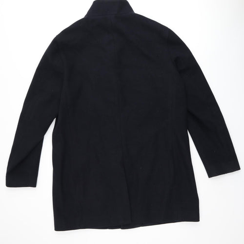Marks and Spencer Mens Black Overcoat Coat Size 44 Button