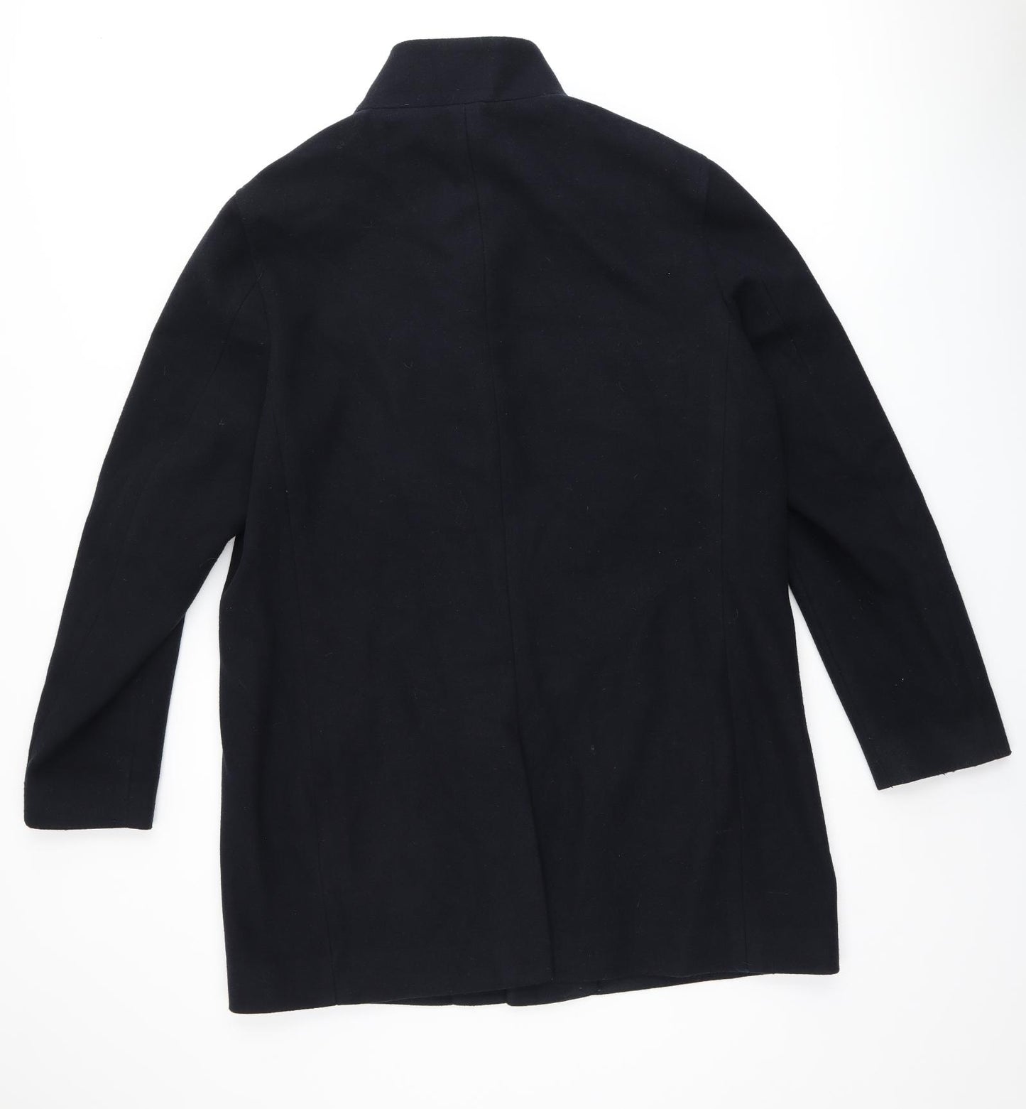 Marks and Spencer Mens Black Overcoat Coat Size 44 Button