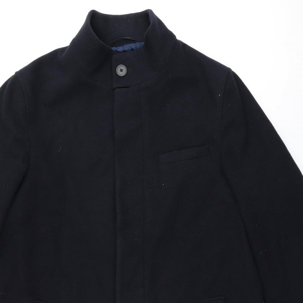 Marks and Spencer Mens Black Overcoat Coat Size 44 Button