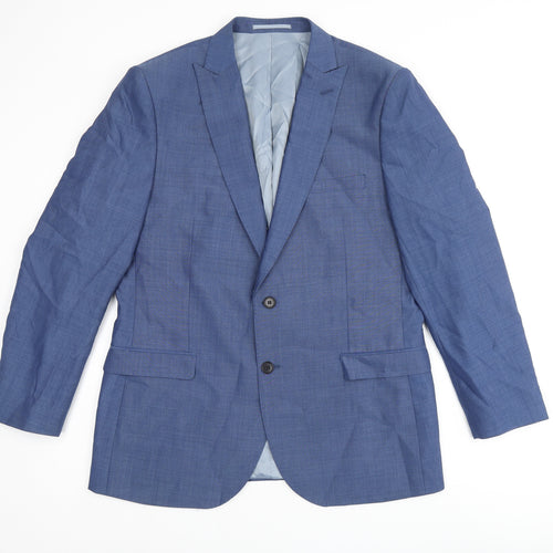 French Connection Mens Blue Polyester Jacket Suit Jacket Size 44 Regular