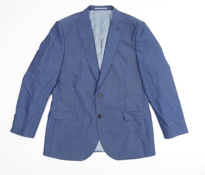 French Connection Mens Blue Polyester Jacket Suit Jacket Size 44 Regular