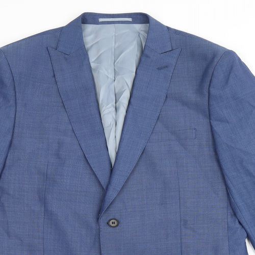 French Connection Mens Blue Polyester Jacket Suit Jacket Size 44 Regular
