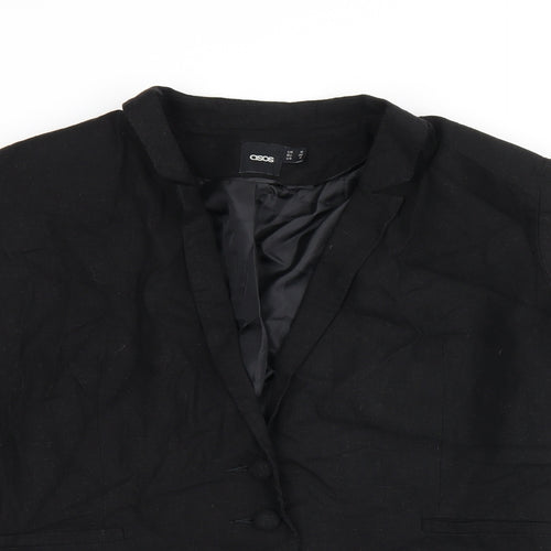 ASOS Womens Black Linen Jacket Blazer Size 10