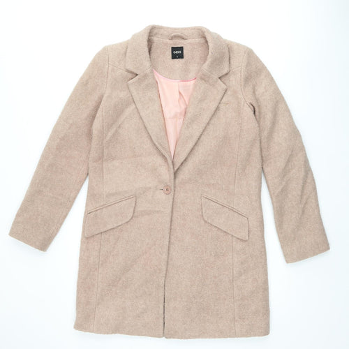 Oasis Womens Pink Overcoat Coat Size M Button