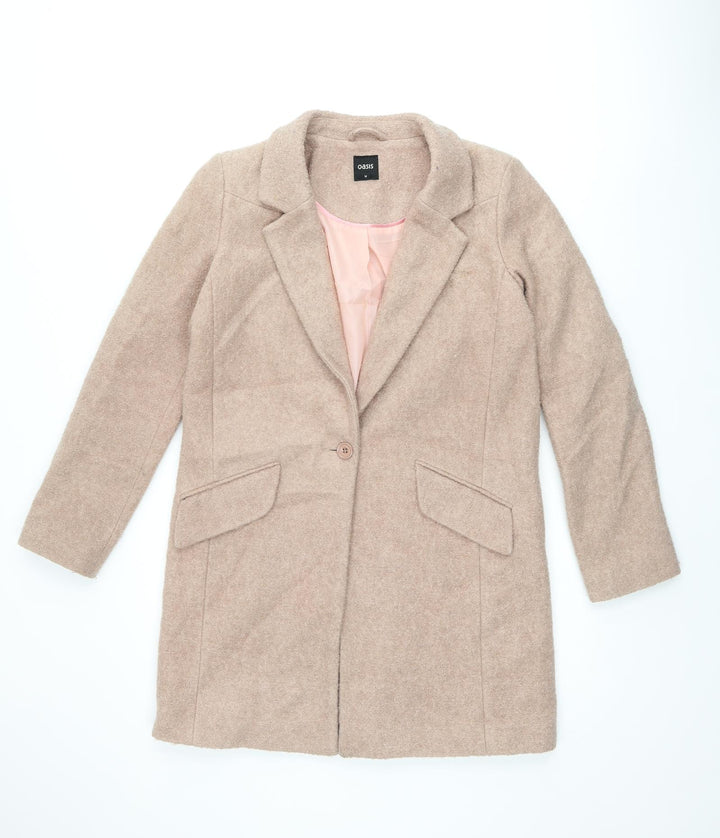 Oasis Womens Pink Overcoat Coat Size M Button