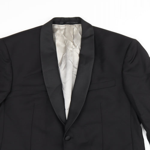 John Lewis Mens Black Wool Jacket Suit Jacket Size 40 Regular - Five-Button Sleeve