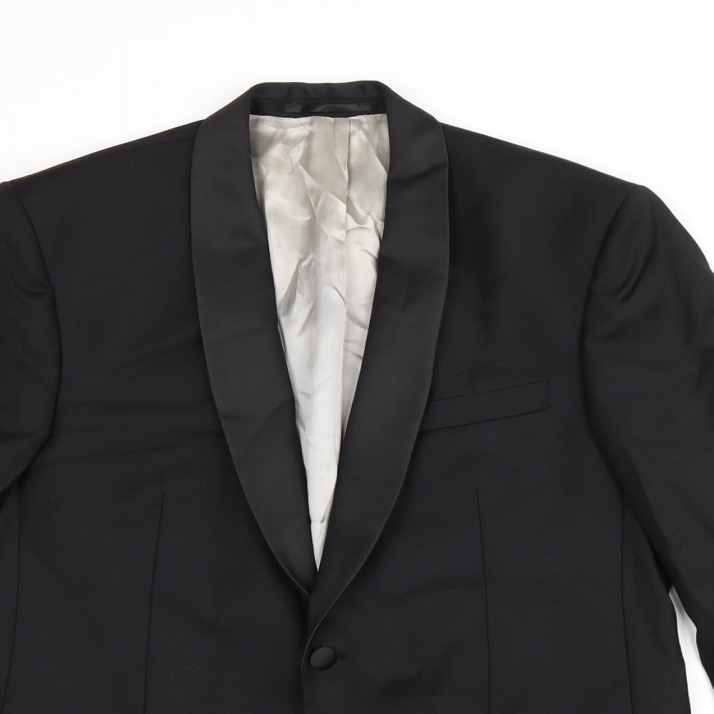 John Lewis Mens Black Wool Jacket Suit Jacket Size 40 Regular - Five-Button Sleeve