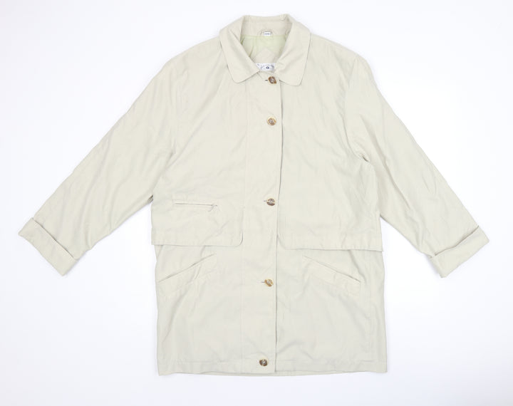 Variations Womens Beige Overcoat Coat Size 12 Zip