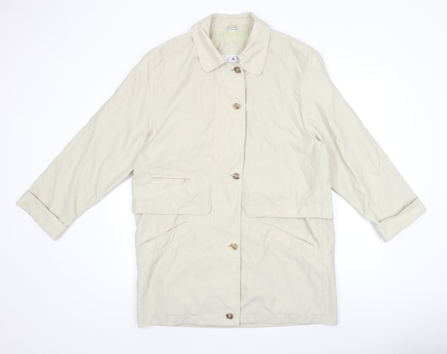 Variations Womens Beige Overcoat Coat Size 12 Zip