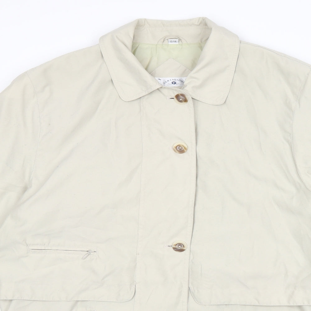Variations Womens Beige Overcoat Coat Size 12 Zip