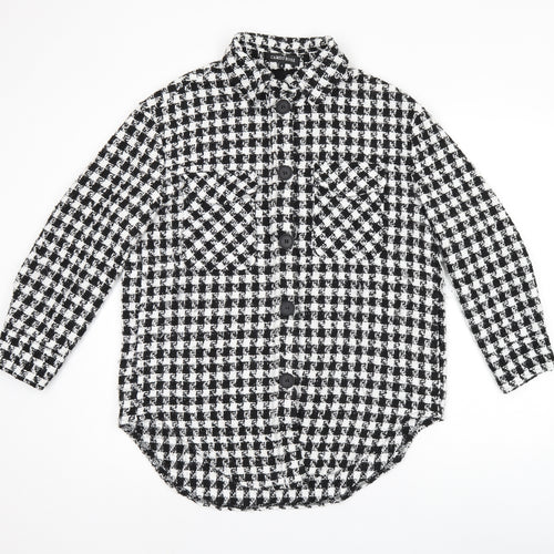 Cameo Rose Womens Black Geometric Polyester Basic Button-Up Size S Collared