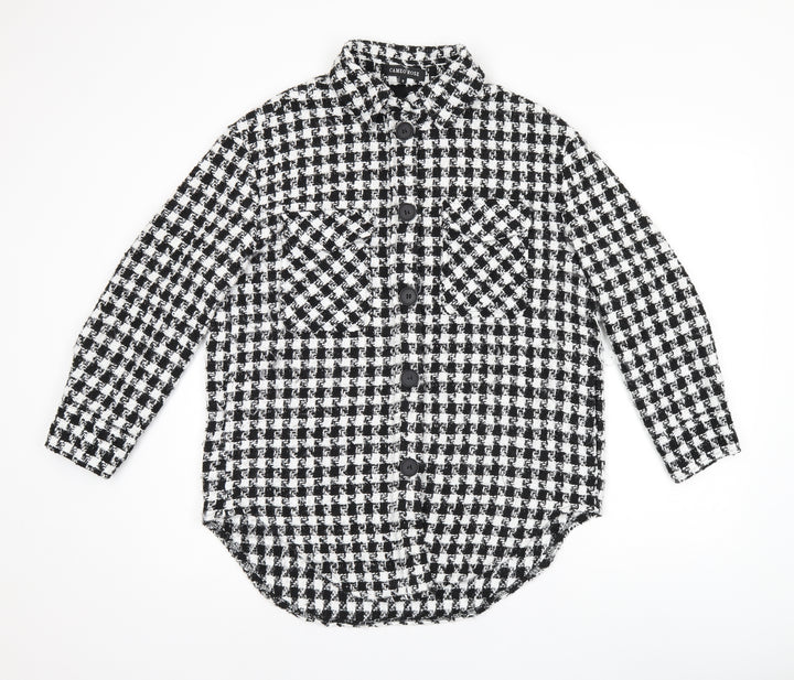 Cameo Rose Womens Black Geometric Polyester Basic Button-Up Size S Collared