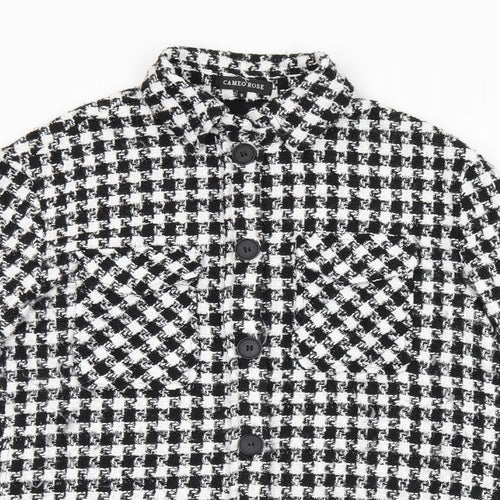 Cameo Rose Womens Black Geometric Polyester Basic Button-Up Size S Collared