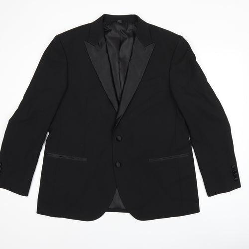 Marks and Spencer Mens Black Polyester Jacket Suit Size 42 Regular