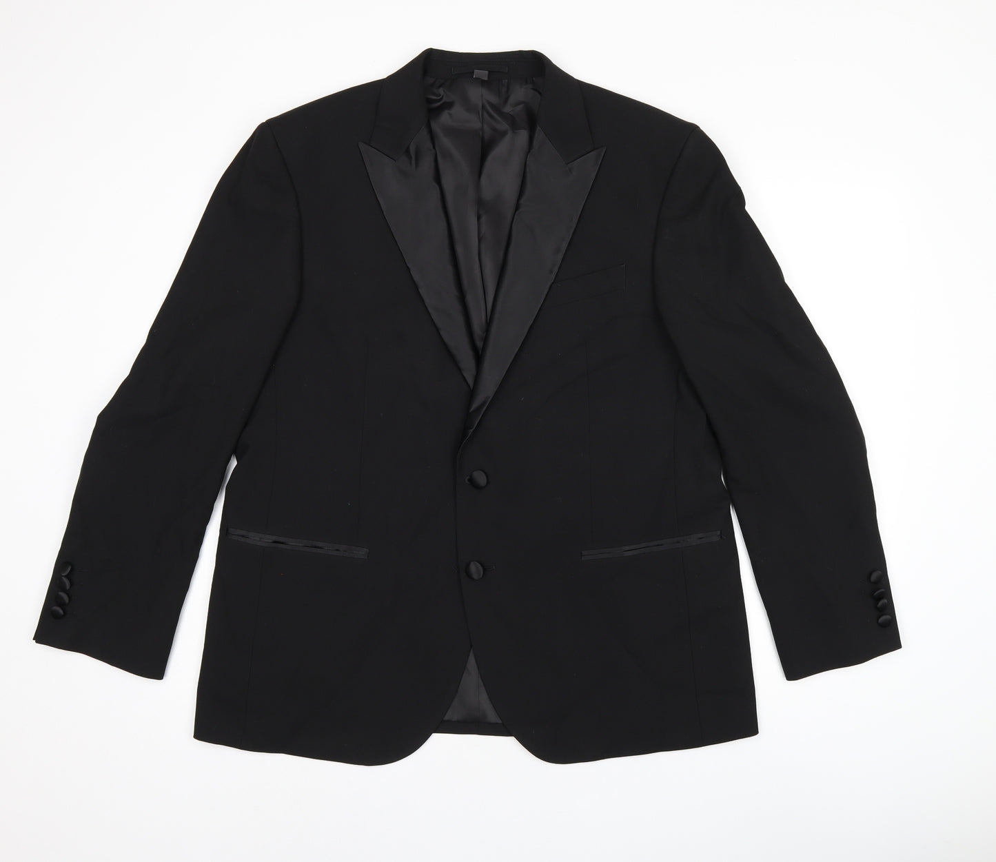 Marks and Spencer Mens Black Polyester Jacket Suit Size 42 Regular
