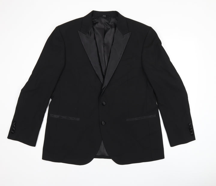 Marks and Spencer Mens Black Polyester Jacket Suit Size 42 Regular