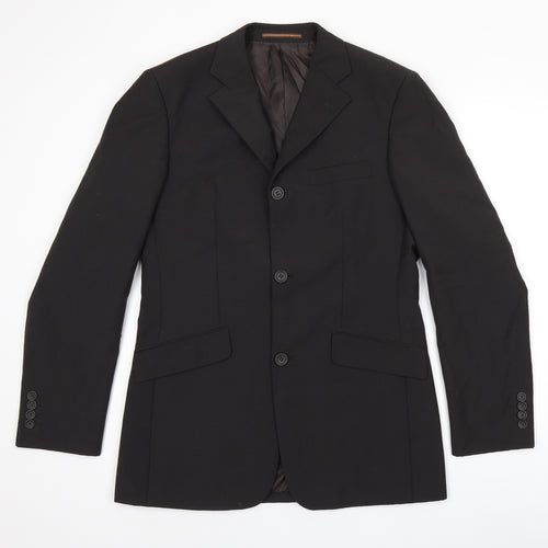 Topman Mens Black Polyester Jacket Suit Jacket Size 38 Regular