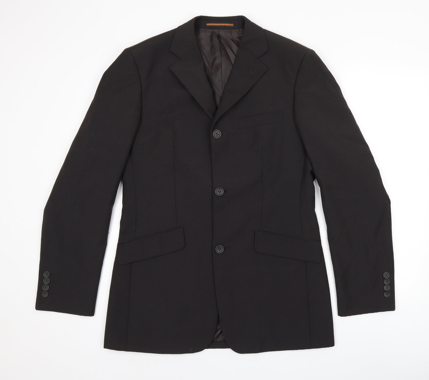 Topman Mens Black Polyester Jacket Suit Jacket Size 38 Regular