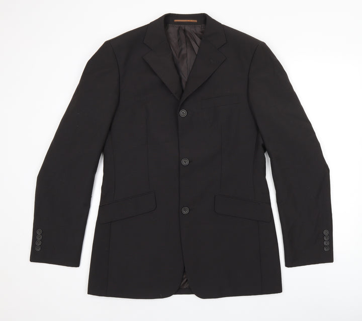 Topman Mens Black Polyester Jacket Suit Jacket Size 38 Regular