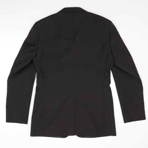 Topman Mens Black Polyester Jacket Suit Jacket Size 38 Regular