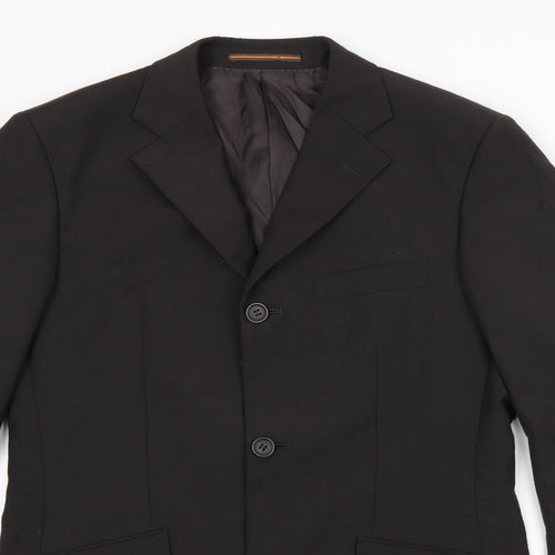 Topman Mens Black Polyester Jacket Suit Jacket Size 38 Regular