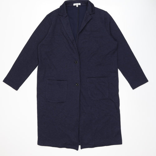 Global Work Womens Blue Overcoat Coat Size M Button