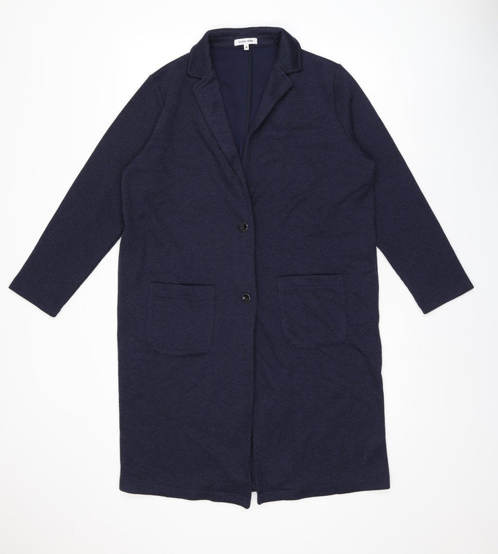 Global Work Womens Blue Overcoat Coat Size M Button