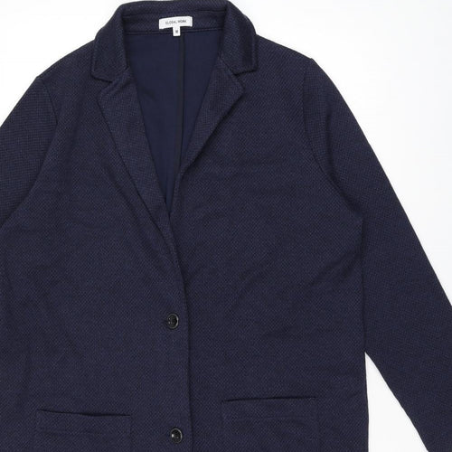 Global Work Womens Blue Overcoat Coat Size M Button