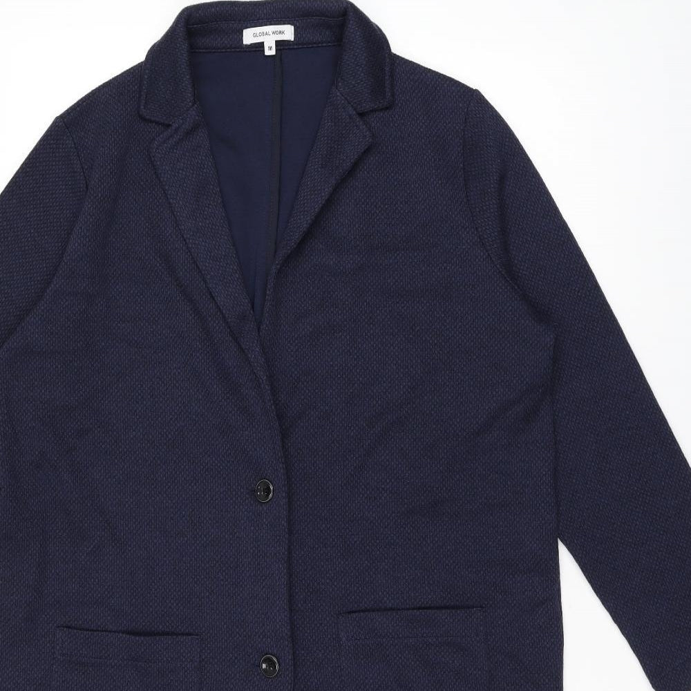 Global Work Womens Blue Overcoat Coat Size M Button