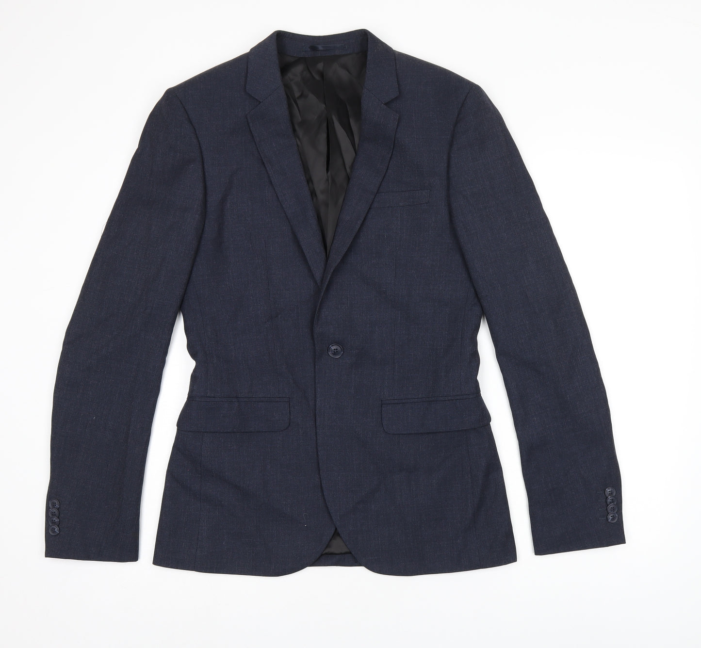 Topman Mens Blue Polyester Jacket Suit Jacket Size 36 Regular