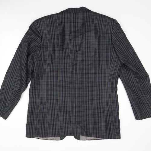 Toscana Mens Grey Plaid Wool Jacket Suit Jacket Size 46 Regular