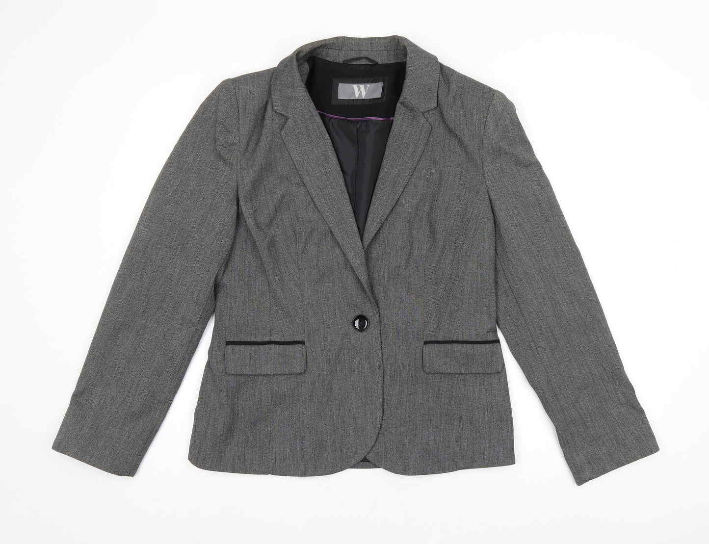 BHS Womens Grey Polyester Jacket Suit Jacket Size 12