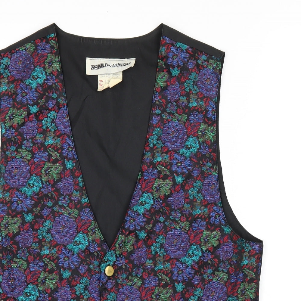 Combinations Mens Multicoloured Floral Acetate Jacket Suit Waistcoat Size L Regular