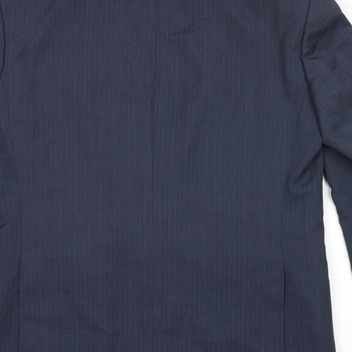 Greenwoods Mens Blue Striped Polyester Jacket Suit Jacket Size 38 Regular