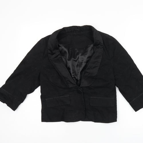 New Look Womens Black Jacket Blazer Size 12 Button