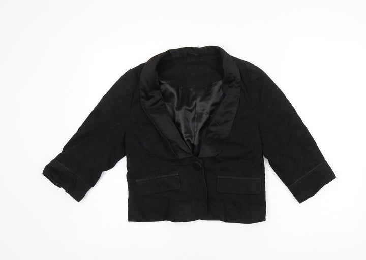New Look Womens Black Jacket Blazer Size 12 Button